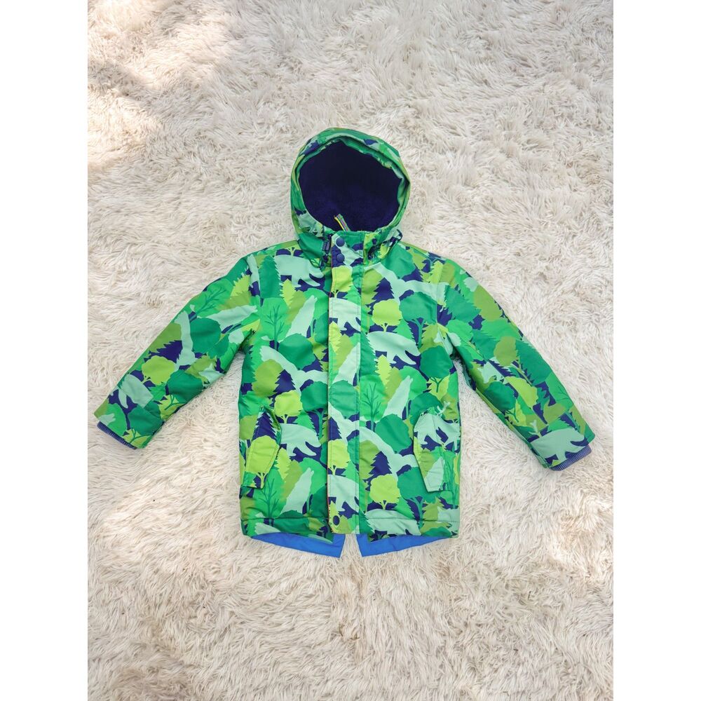 Mini Boden All Weather Waterproof Winter Jacket Parka Green Camo Animals 5 6Y